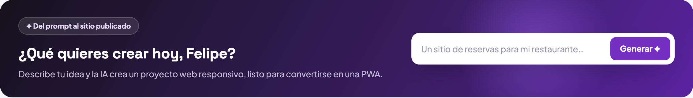 El panel Mis proyectos: arriba, la caja de texto que pregunta qué quieres construir, y debajo la cuadrícula con los proyectos que ya existen en la cuenta.